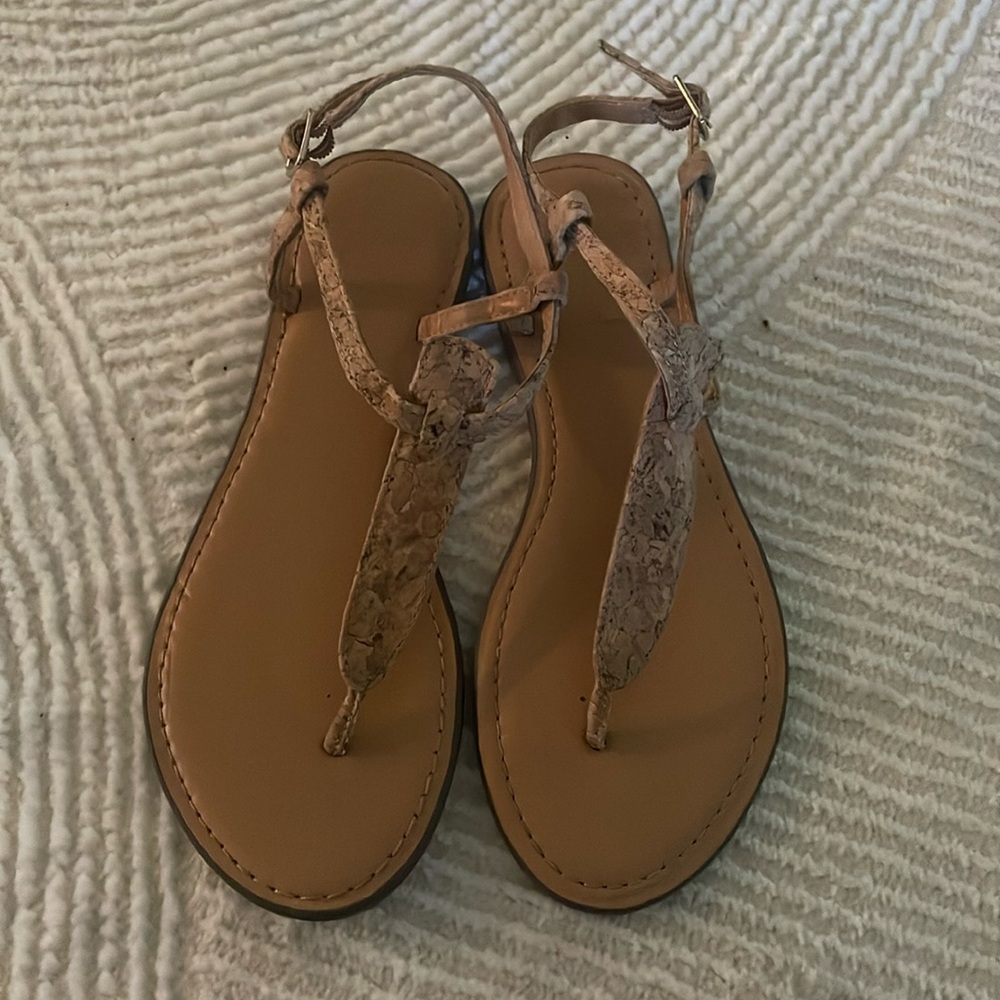 JCrew cork t-strap sandals. Size 5.